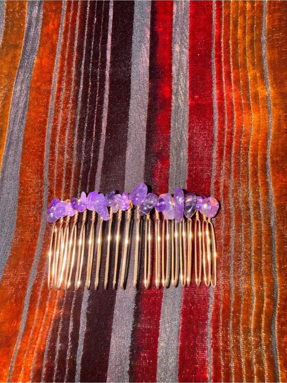 Handcrafted Amethyst  Hair Comb